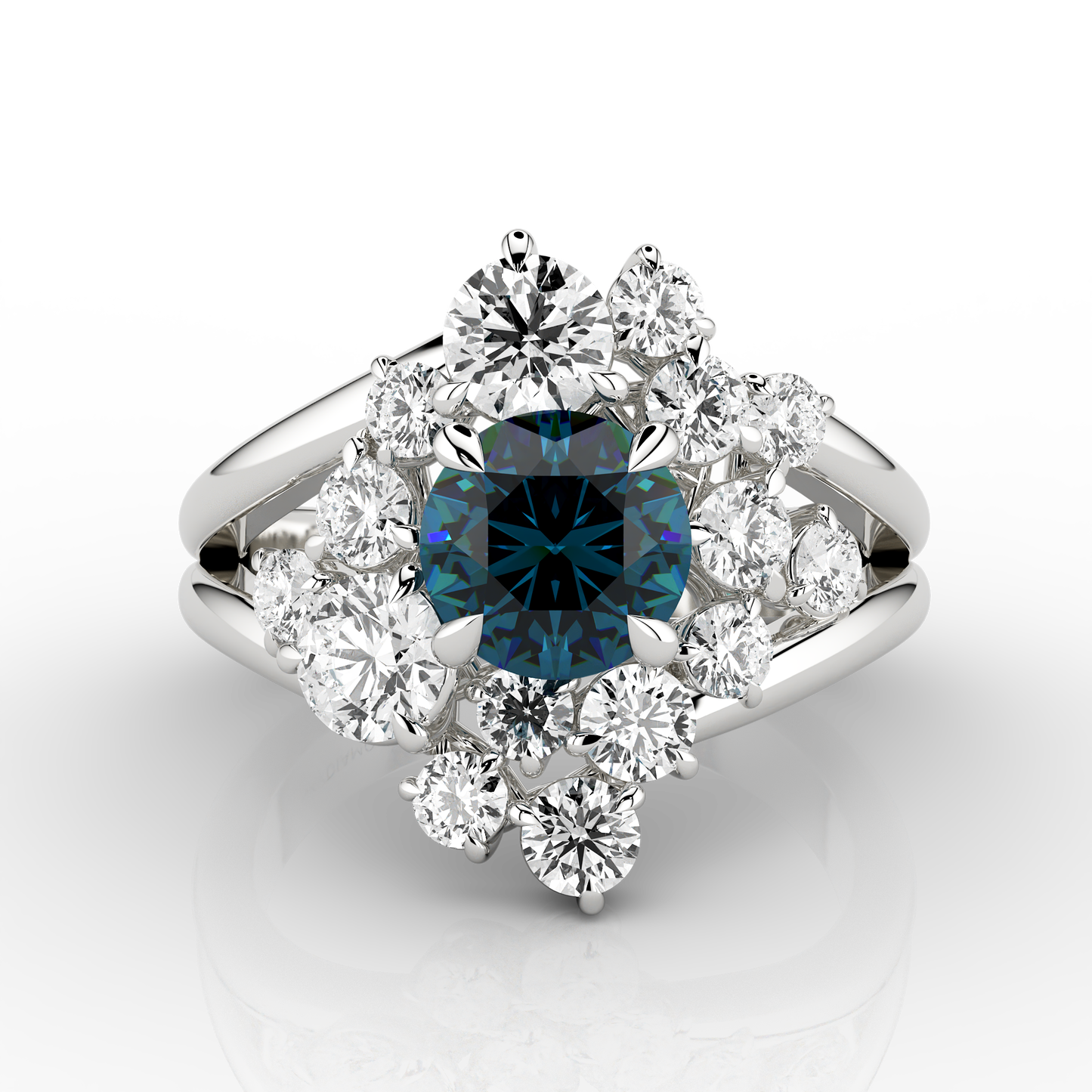 Solaris 2.22ct Teal Eclipse Ring in Platinum