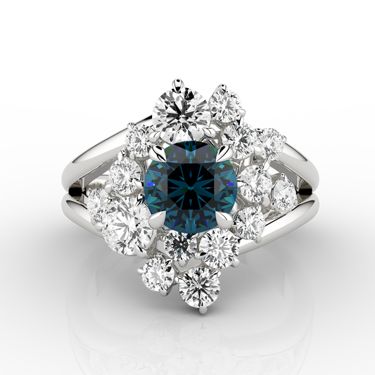 Solaris 2.22ct Teal Eclipse Ring in Platinum