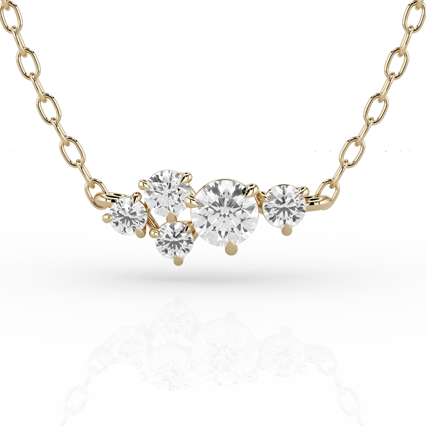 Solaris 0.47ct Cluster Necklace in 14ct Yellow Gold