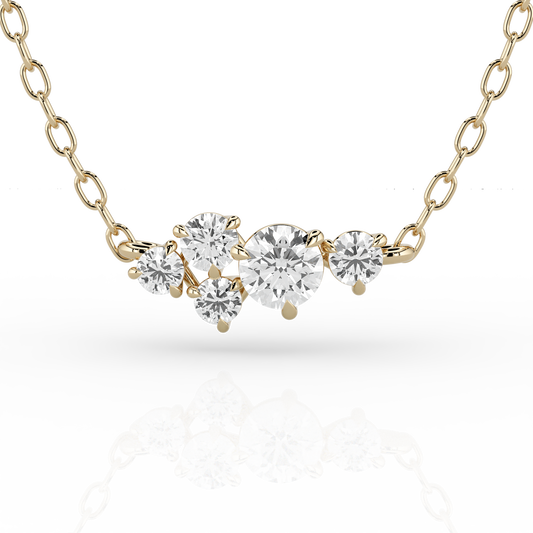 Solaris 0.47ct Cluster Necklace in 14ct Yellow Gold