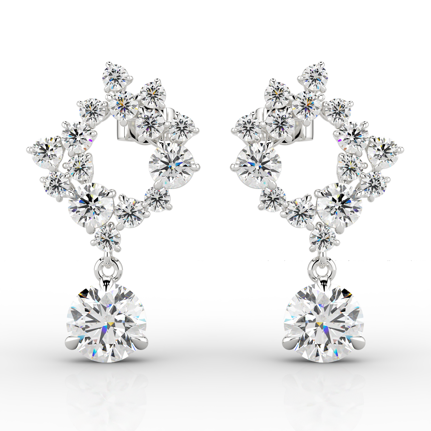 Solaris 4.66ct Halo Drop Earrings in Platinum