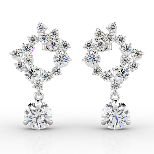 Solaris 4.66ct Halo Drop Earrings in Platinum