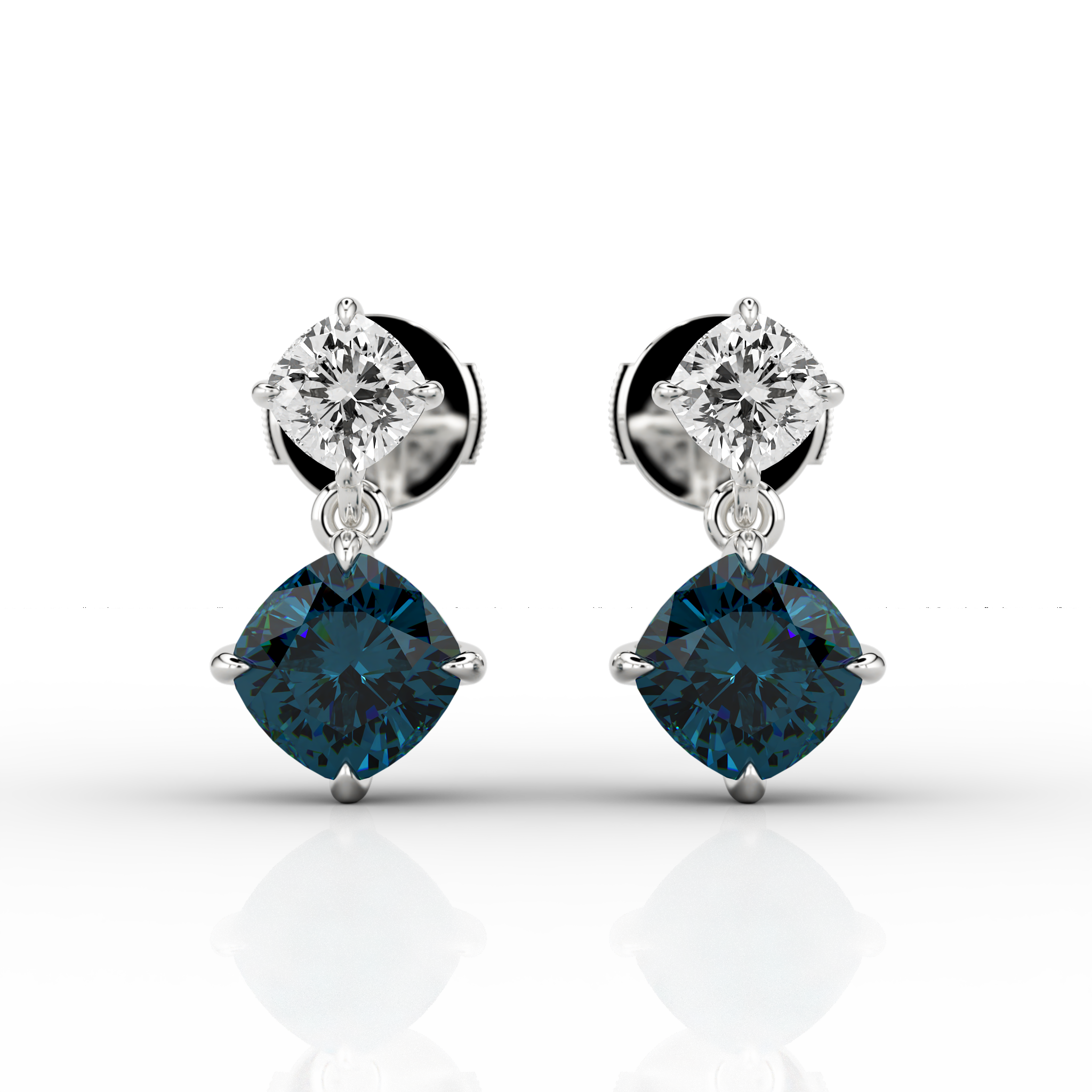 Nacelle Teal &amp Cushion Cut Drop Earrings