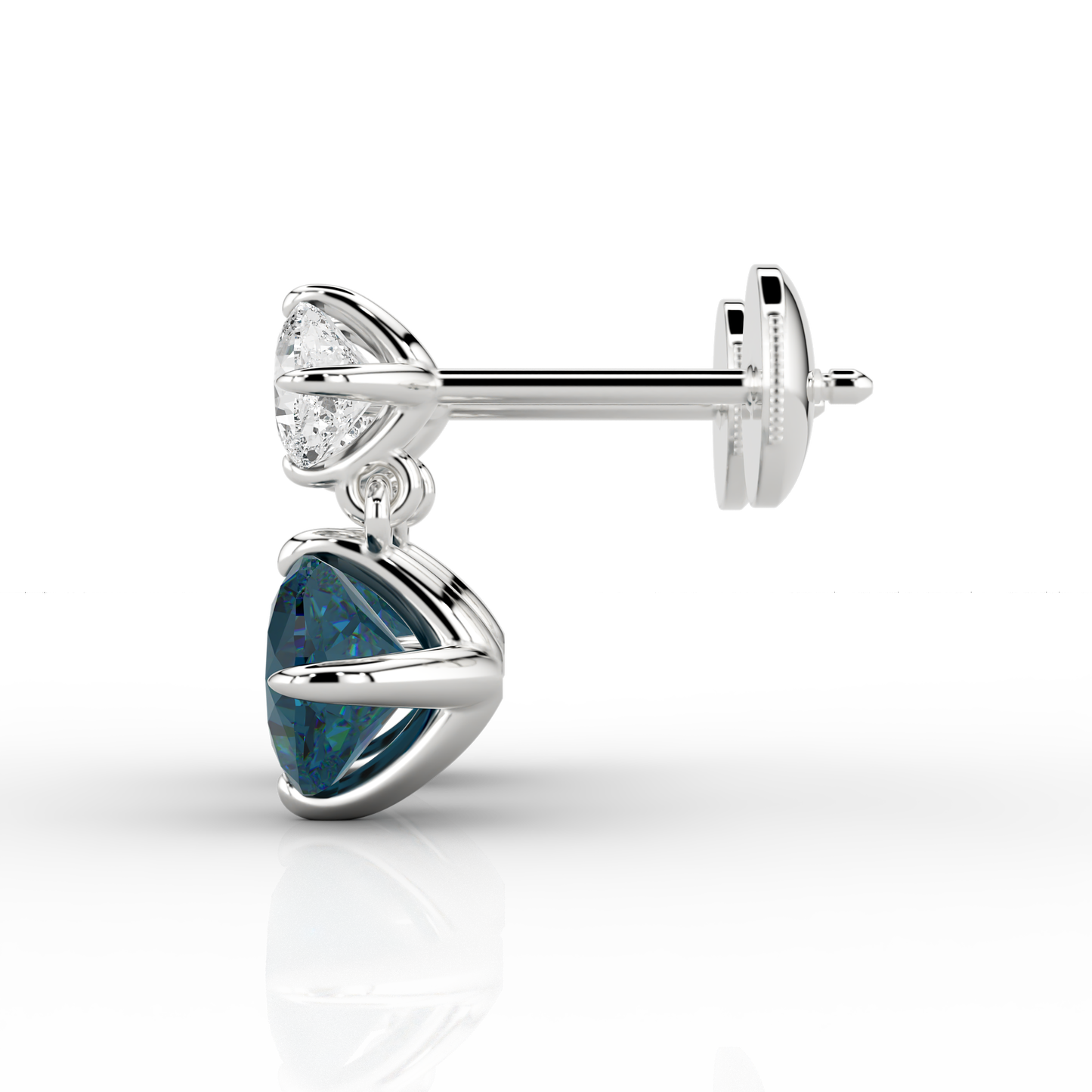 Teal Cushion Cut Drop Earrings