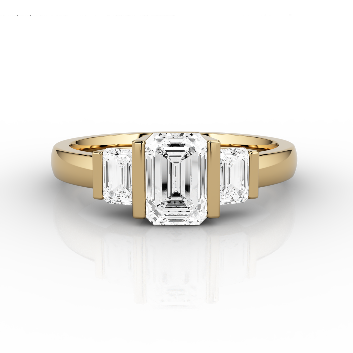 Deco 3 Stone 1.46ct Trilogy Engagement Ring in 18ct Yellow Gold