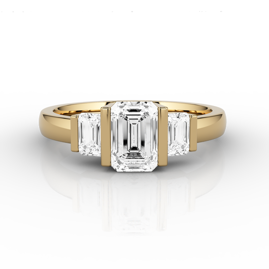 Deco 3 Stone 1.46ct Trilogy Engagement Ring in 18ct Yellow Gold