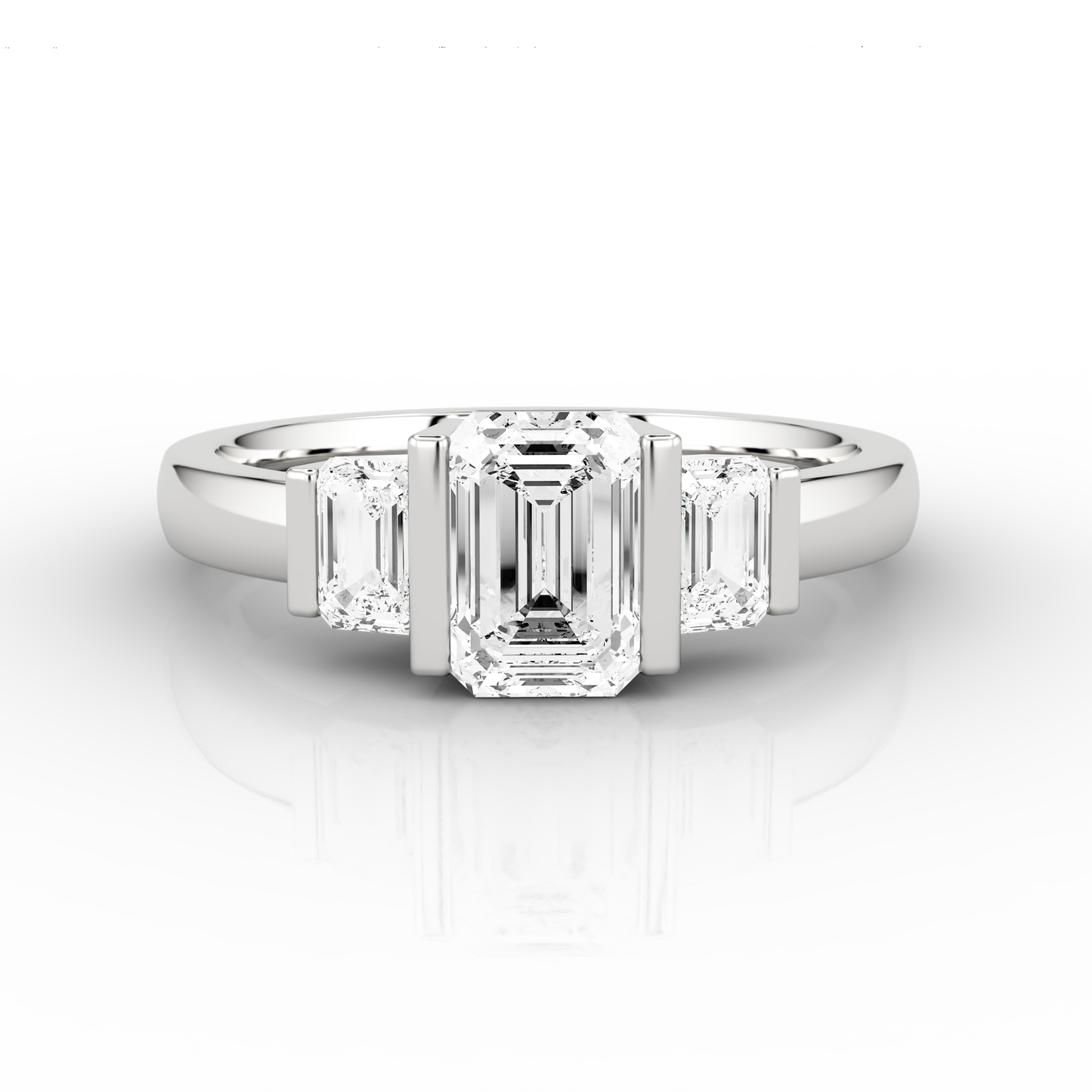 Deco 3 Stone Trilogy 1.46ct Engagement Ring in Platinum