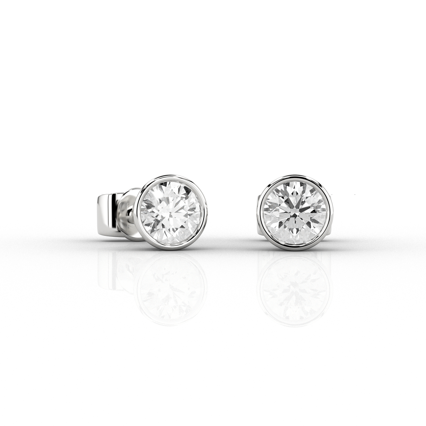 Modern 1.36ct Pair Studs in 18ct White Gold