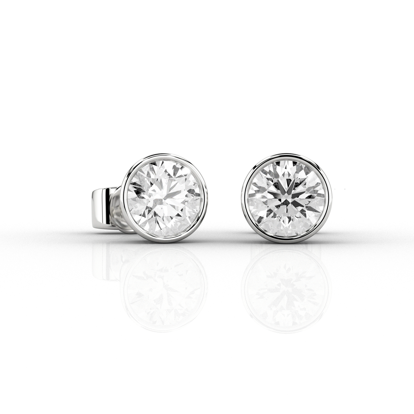 Modern 1.54ct Pair Studs in 9ct White Gold