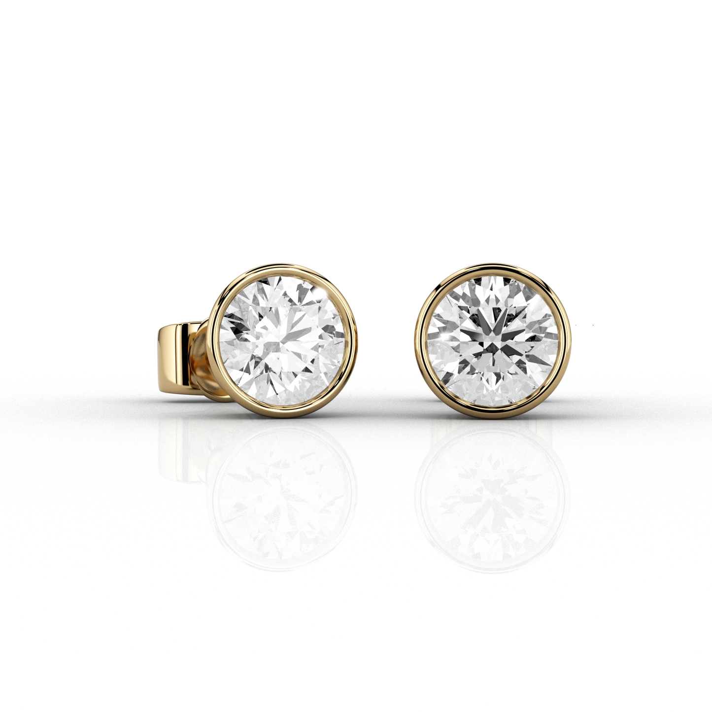 Modern 1.56ct Pair Studs in 18ct Yellow Gold