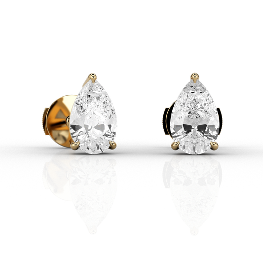 Pear Cut 1.05ct Diamond Studs in 18ct Recycled Yellow Gold
