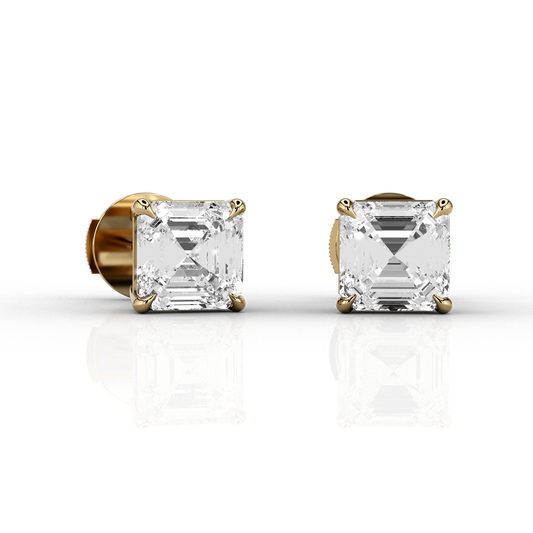Asscher Cut 1.42ct Diamond Studs in 18ct Recycled Yellow Gold