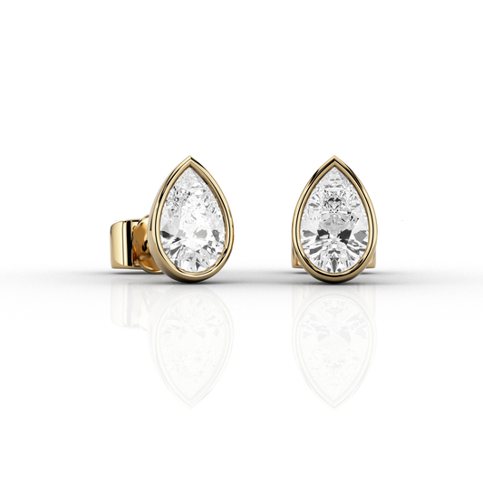 Pear Cut Modern 0.48ct Diamond Studs in 18ct Recycled Yellow Gold