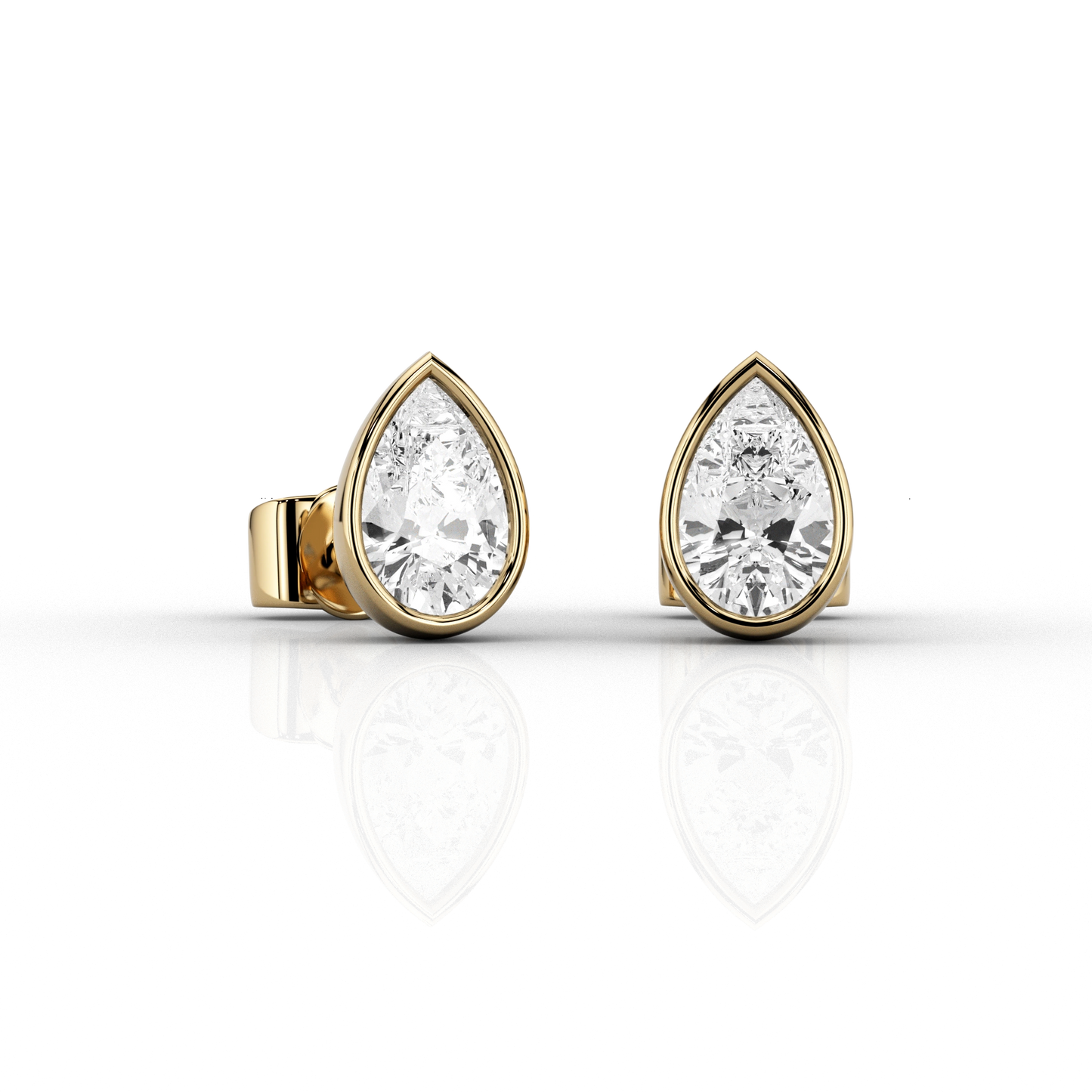 Pear Cut Modern 0.42ct Studs in 14ct Yellow Gold