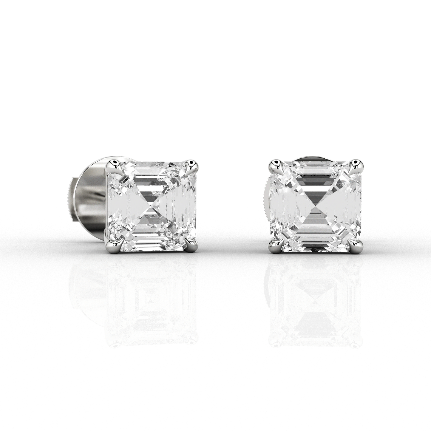 Asscher Cut 1.46ct Studs in Platinum