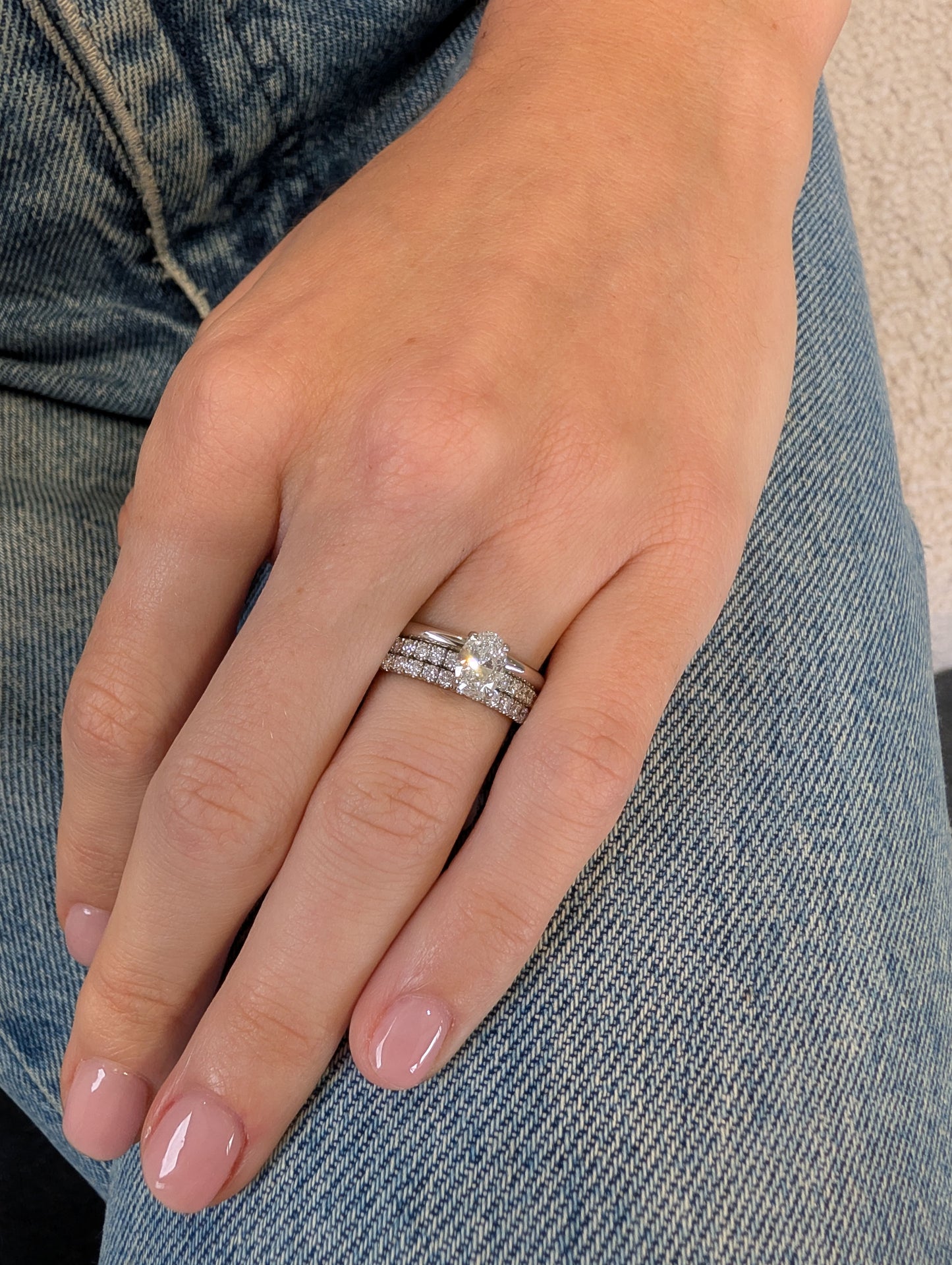 Cosima Oval Cut Solitaire with Micro-Pave 1.01ct Engagement Ring in Platinum