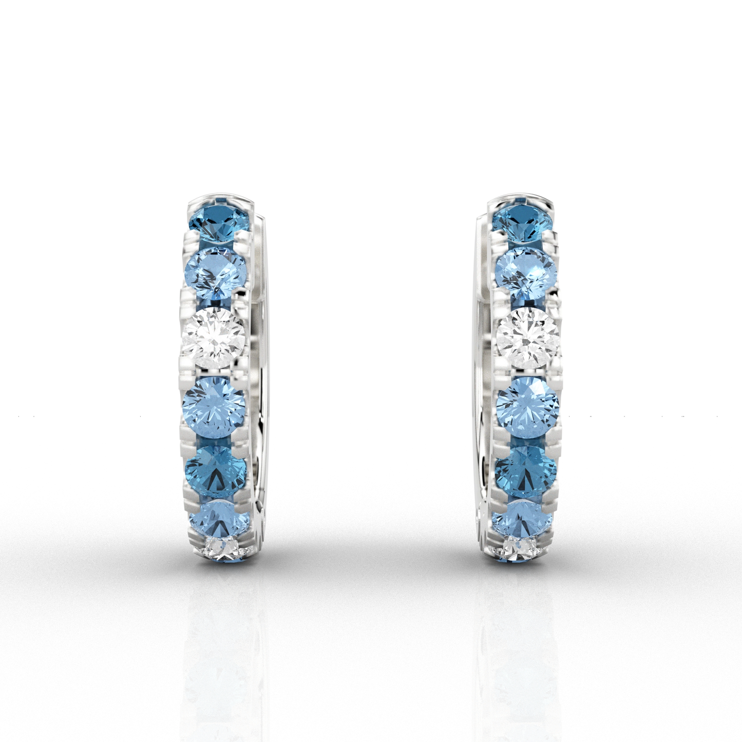 Blue Mix Eternity Huggie Hoop Earrings in Platinum – Skydiamond