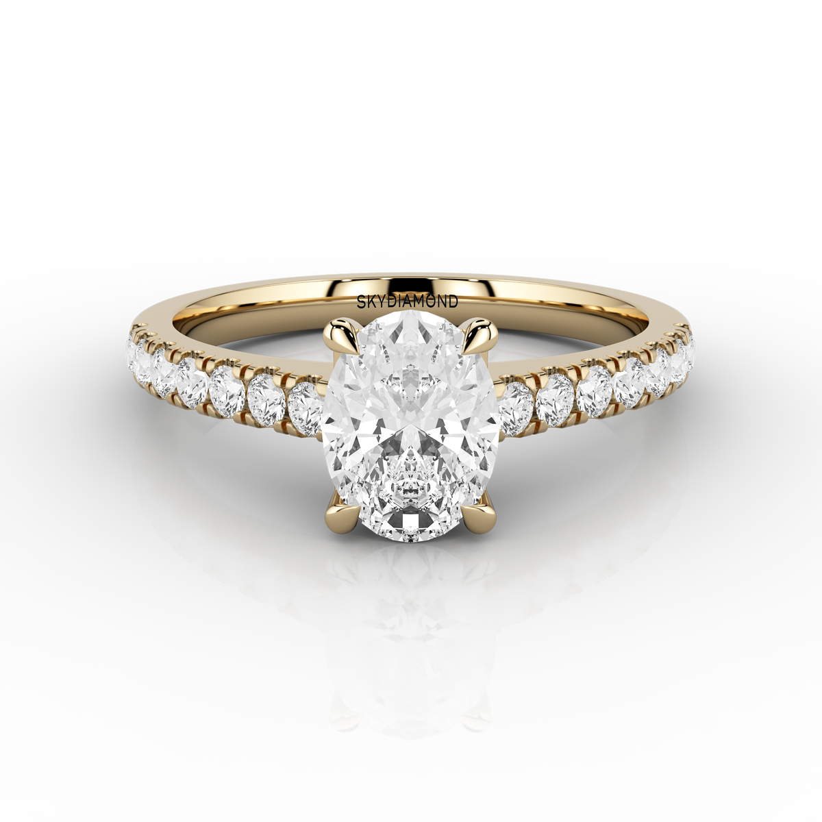Luna Oval 0.76 FIF Micro Set Ring in 18ct Yellow Gold