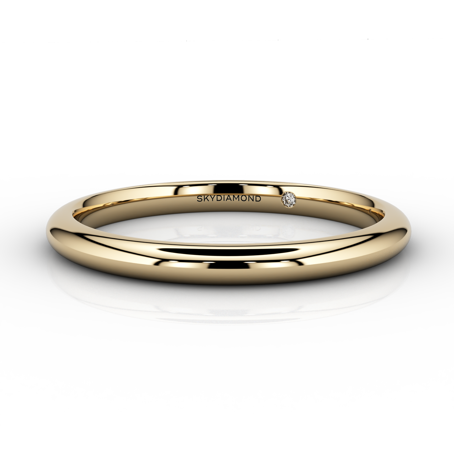 Modern Fine Wedding Band In 18ct Yellow Gold