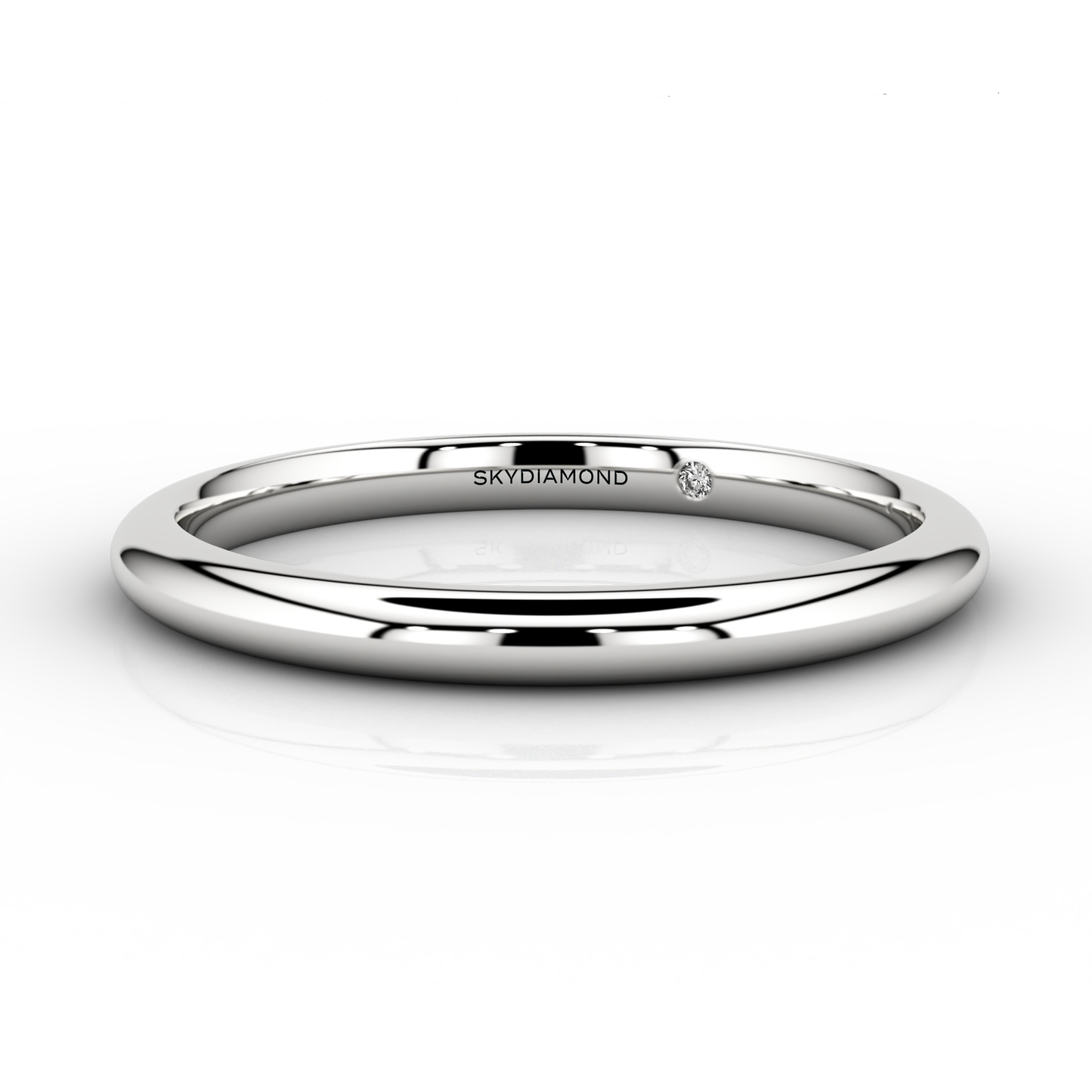 Modern Fine Wedding Band In 18ct White Gold