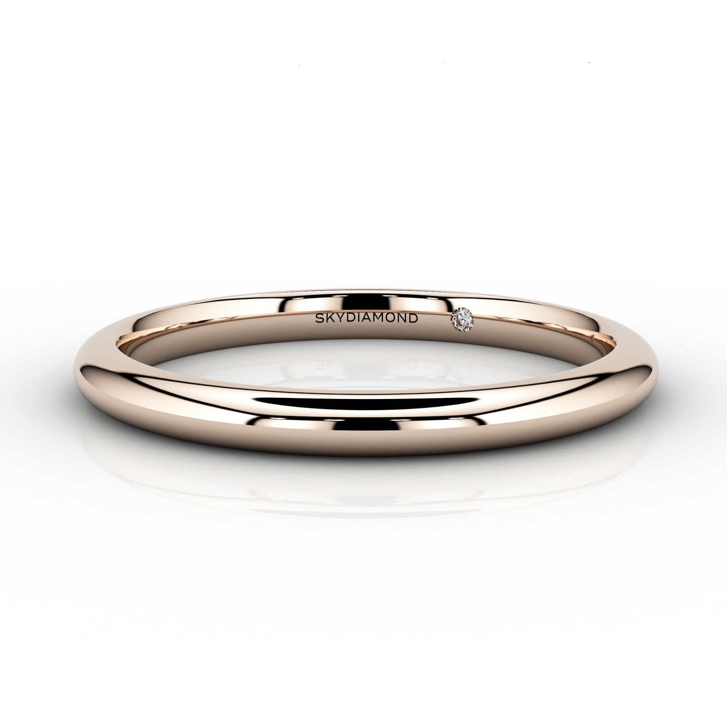 Modern Fine Wedding Band In 18ct Rose Gold