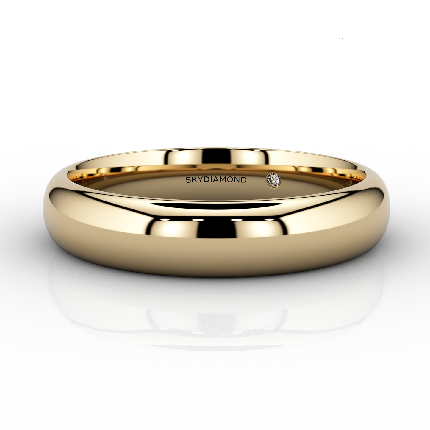 Modern Wide Wedding Band In 18ct Yellow Gold