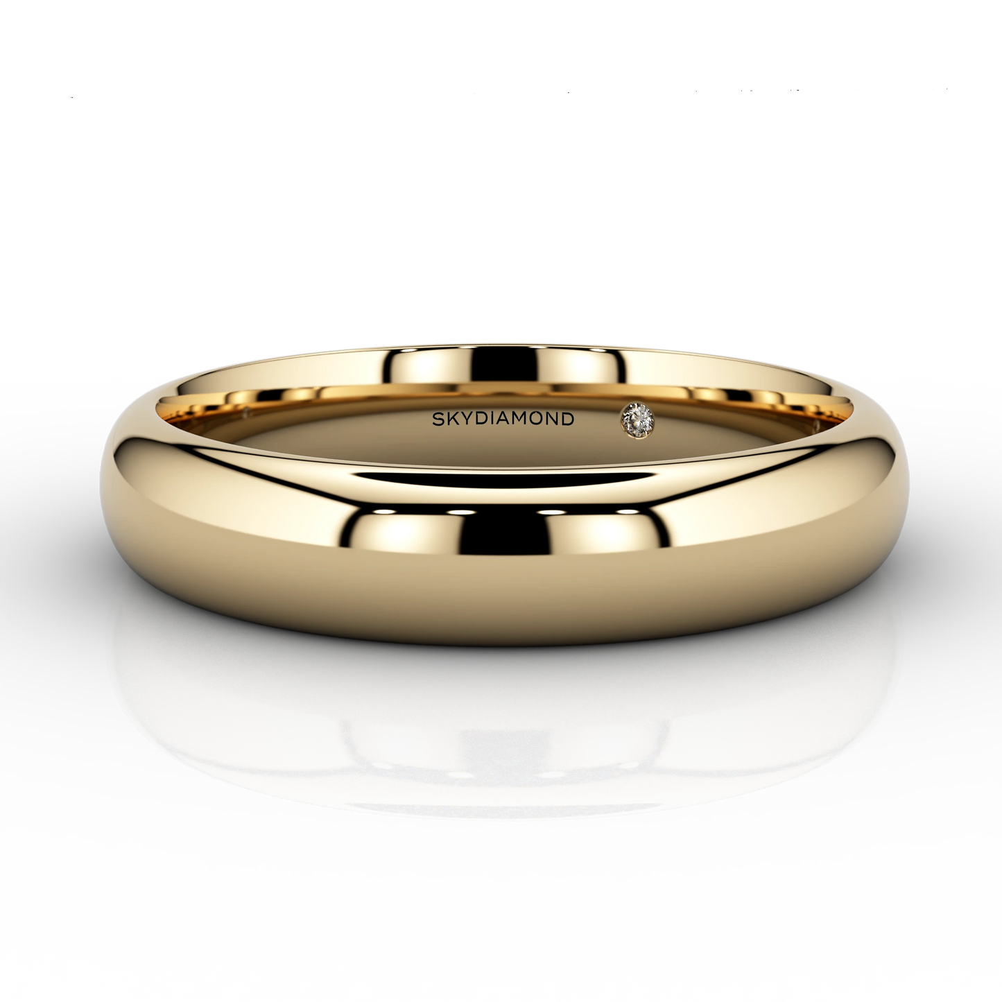 Image of Modern wedding band in 18k gold with hidden labgrown Skydiamond in 4mm