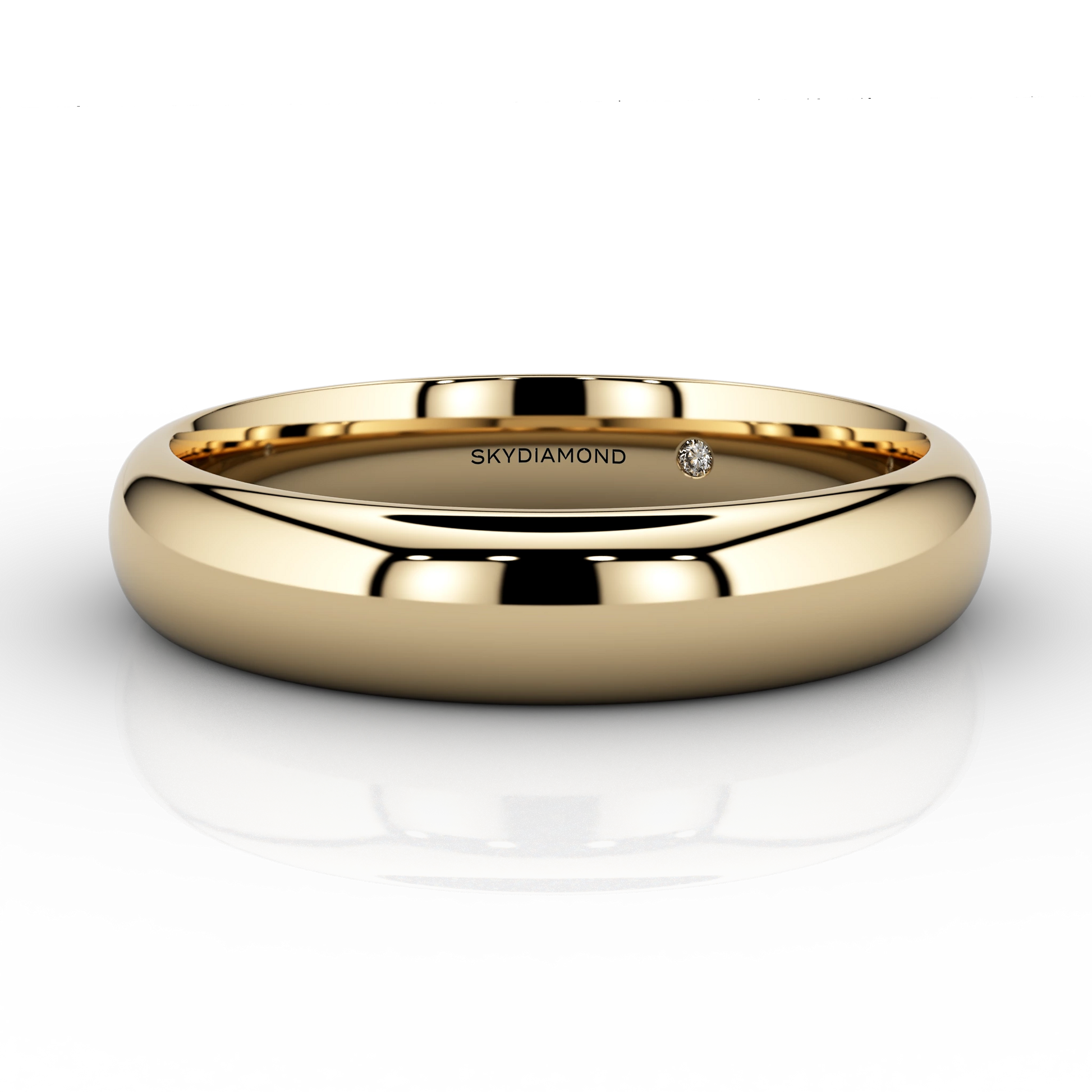 Image of Modern wedding band in 18k gold with hidden labgrown Skydiamond in 4mm
