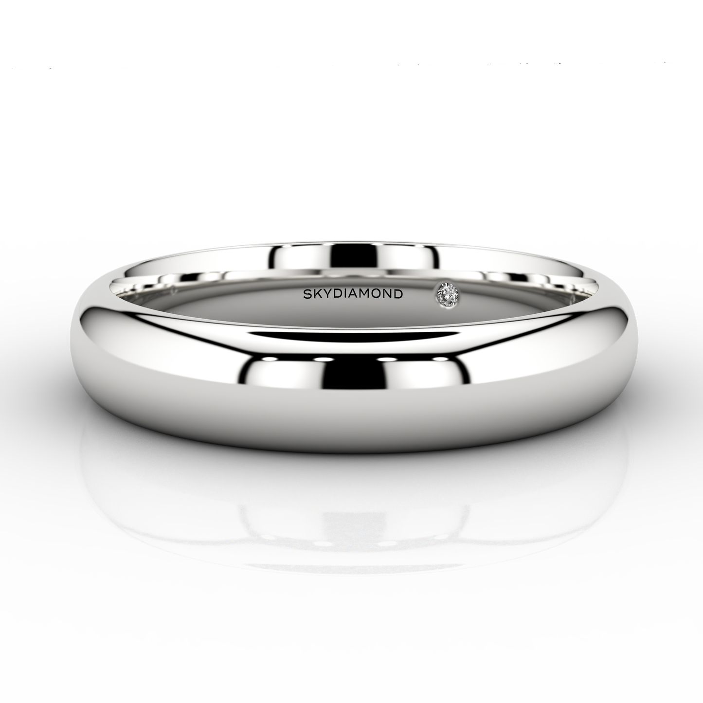 Modern Wide Wedding Band In 18ct White Gold