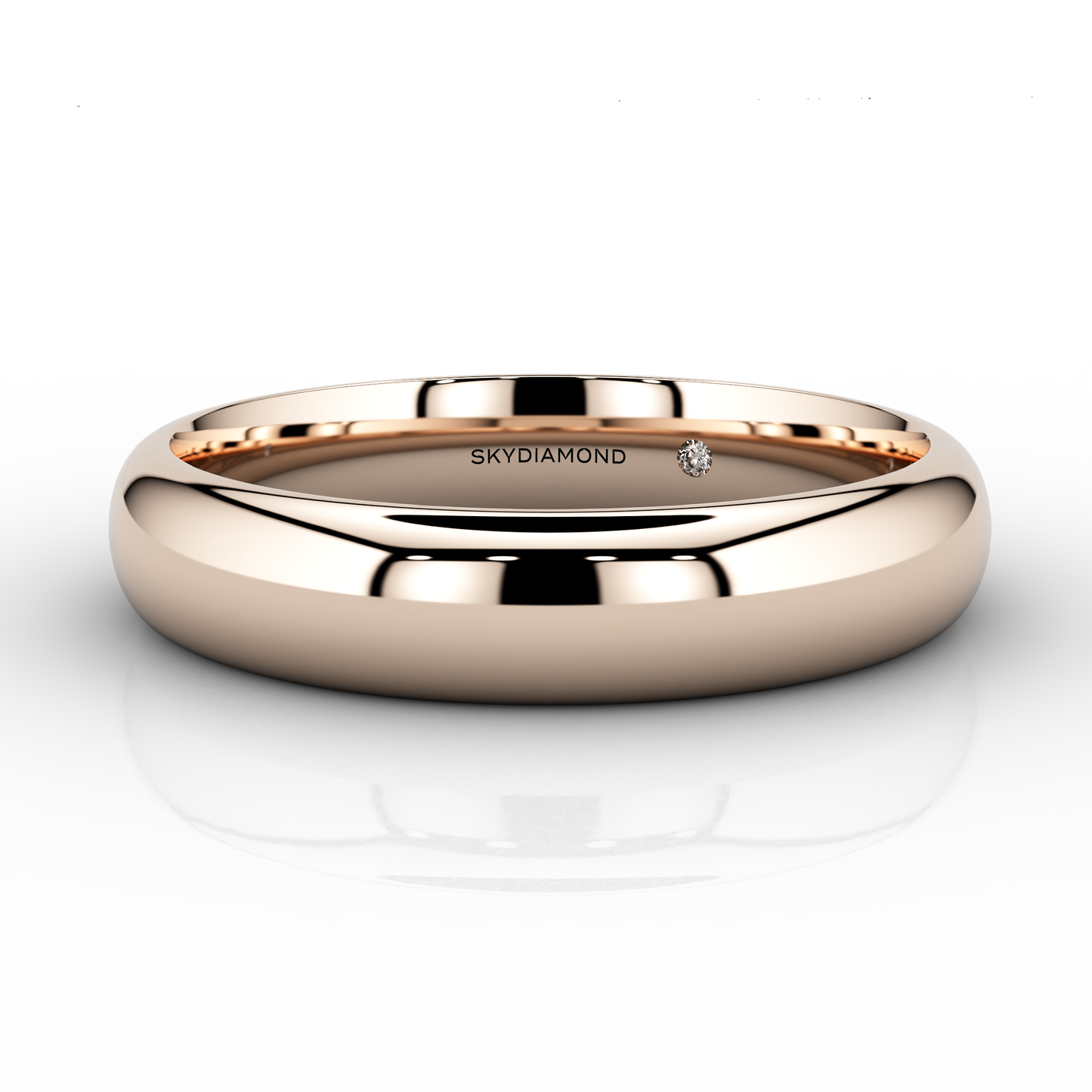 Modern Wide Wedding Band In 18ct Rose Gold