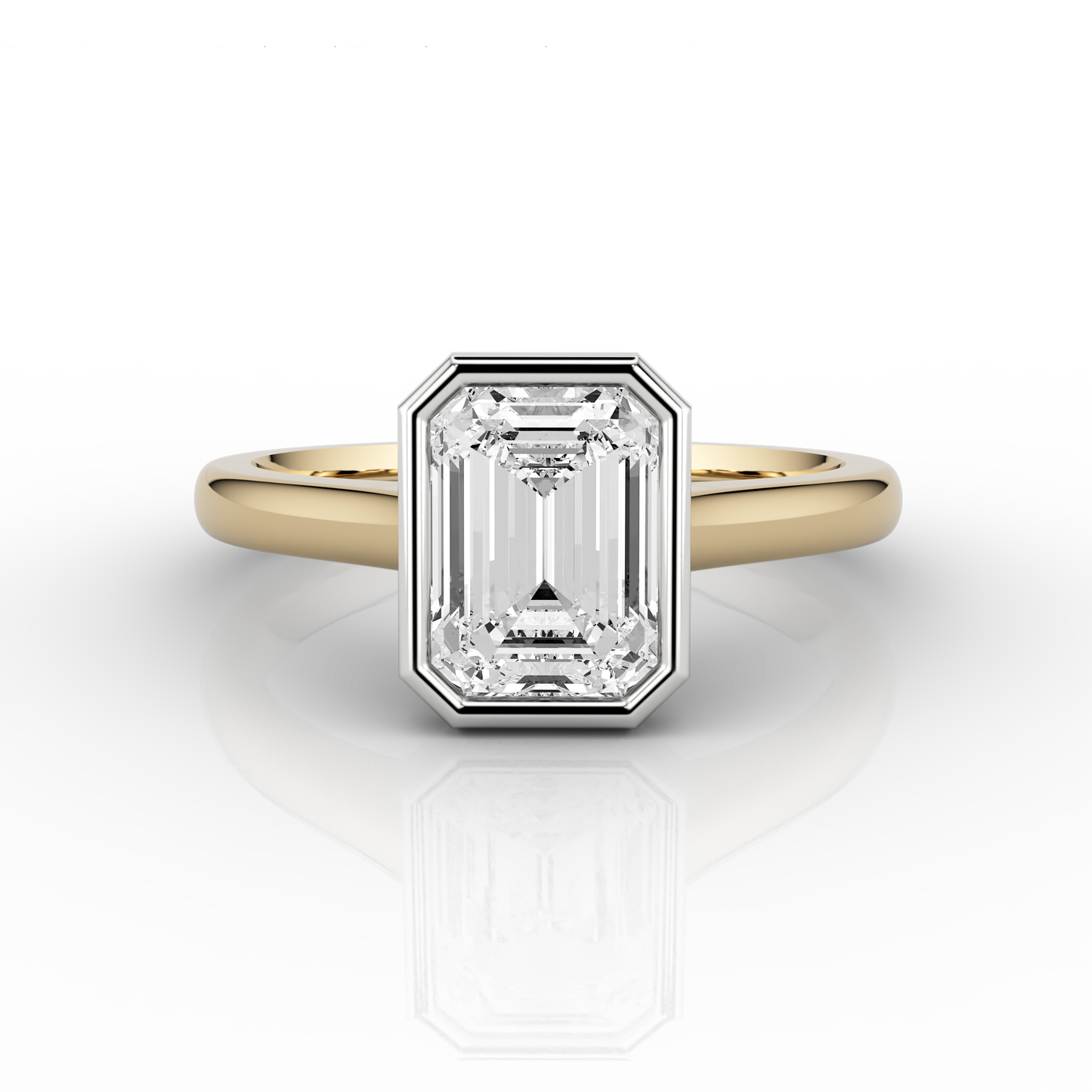 Nacelle Bezel 1.03ct Emerald Solitaire Engagement Ring in Yellow Gold & Platinum