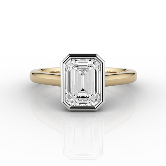 Nacelle Bezel 1.03ct Emerald Solitaire Engagement Ring in Yellow Gold & Platinum