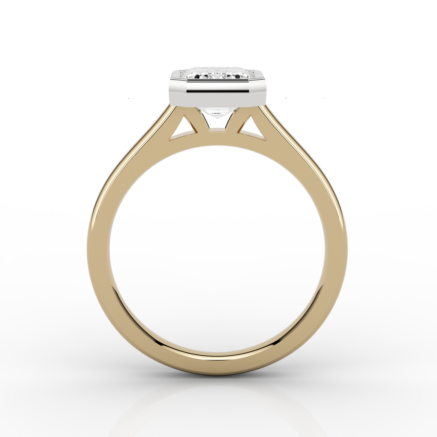 Nacelle Bezel 1.03ct Emerald Solitaire Engagement Ring in Yellow Gold & Platinum