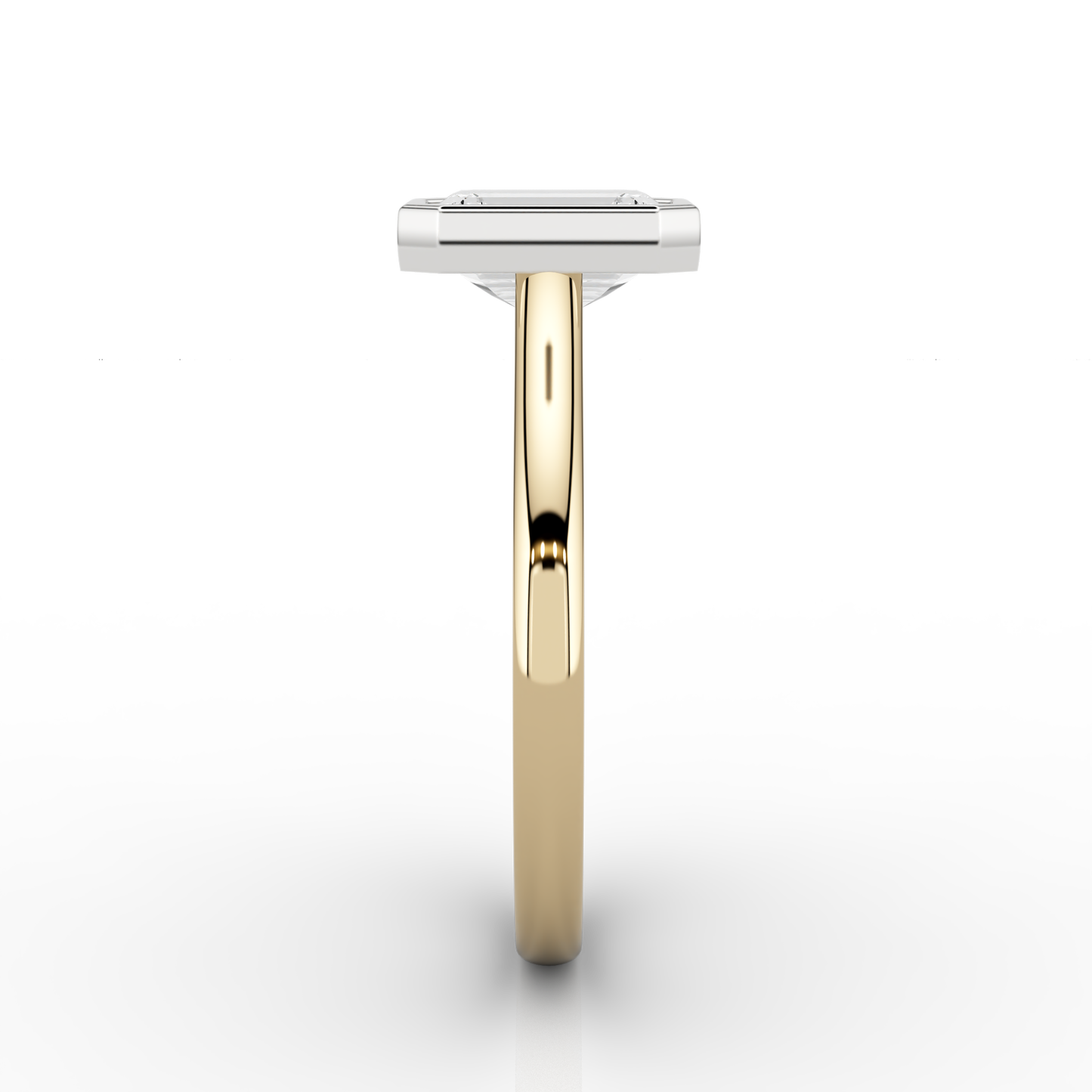 Nacelle Bezel 1.03ct Emerald Solitaire Engagement Ring in Yellow Gold & Platinum