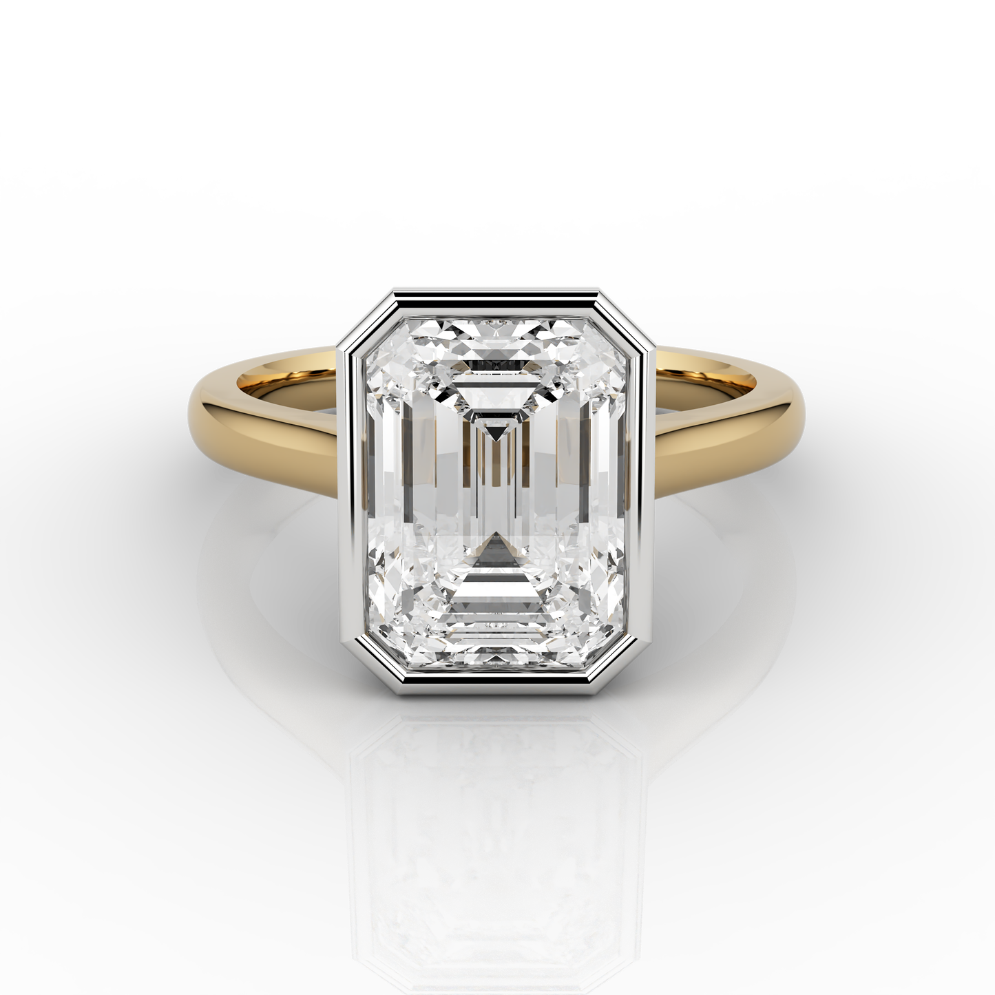 Nacelle Bezel 3.20 Emerald Solitaire Engagement Ring in Yellow Gold & Platinum