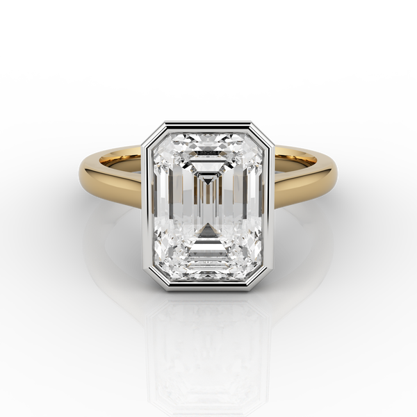 Nacelle Bezel 3.20 Emerald Solitaire Engagement Ring in Yellow Gold & Platinum
