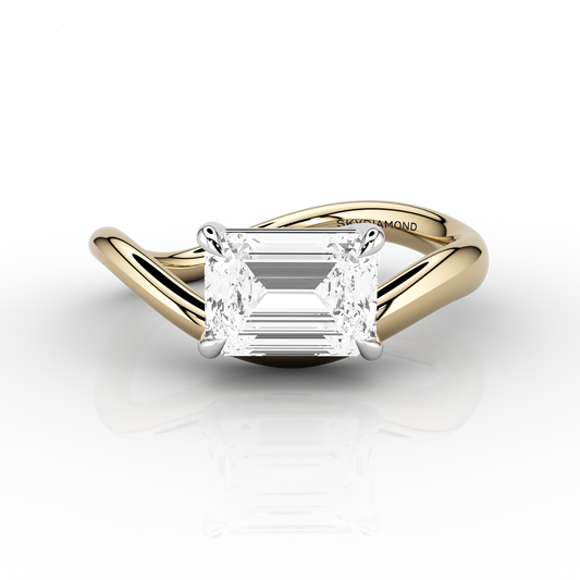 Onda 1.00ct Emerald Wave Ring in 18ct Yellow Gold & Platinum