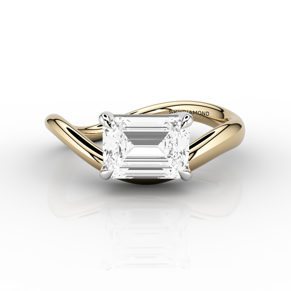 Onda 1.00ct Emerald Wave Ring in 18ct Yellow Gold & Platinum