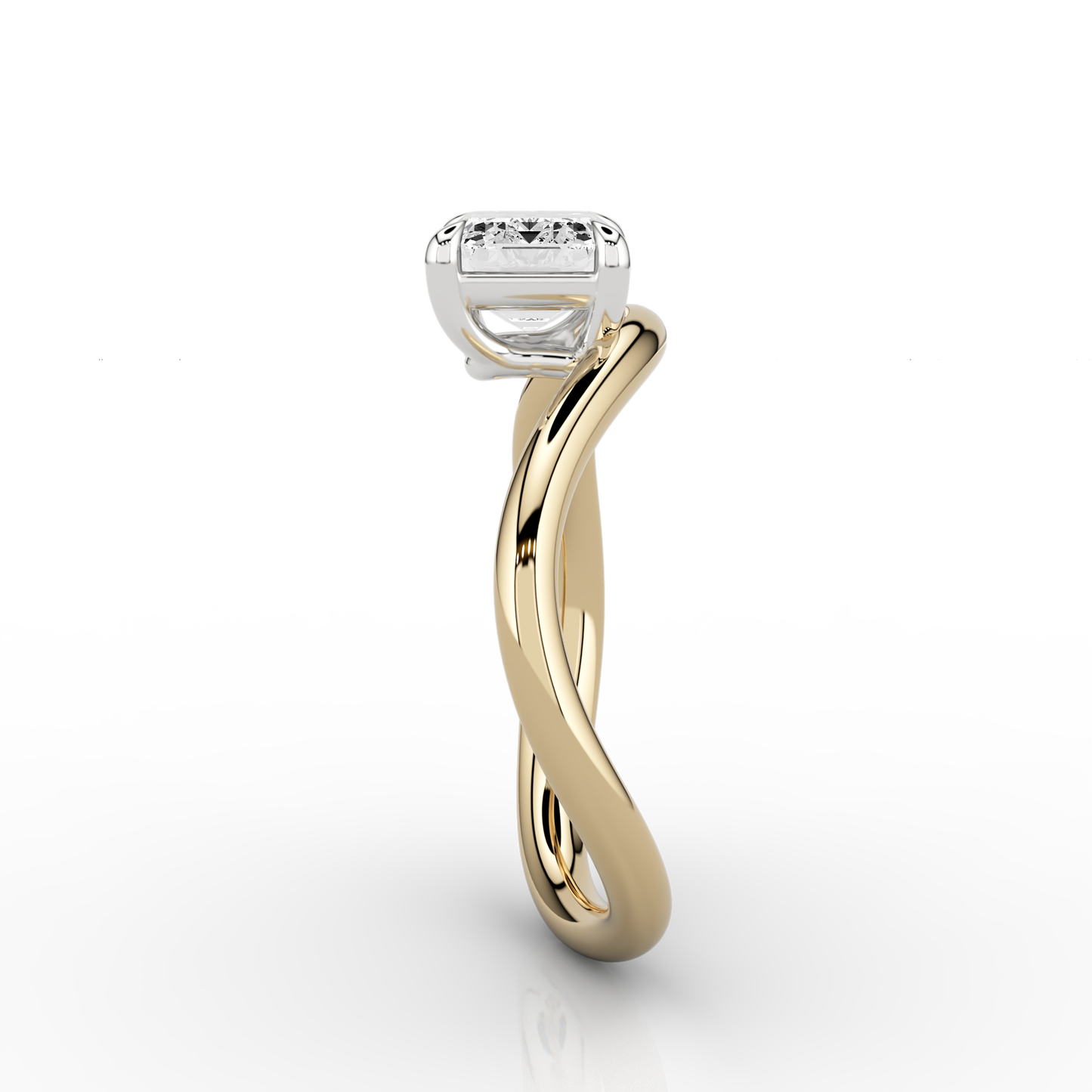 Onda 1.00ct Emerald Wave Ring in 18ct Yellow Gold & Platinum