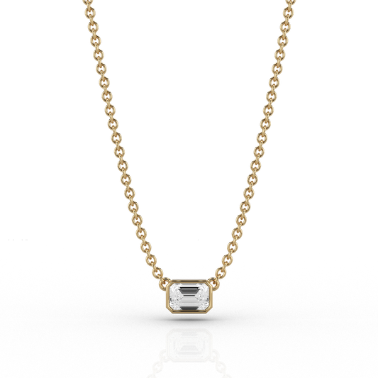 Emerald Cut Modern 0.5ct Set Diamond Pendant in 18ct Recycled Yellow Gold