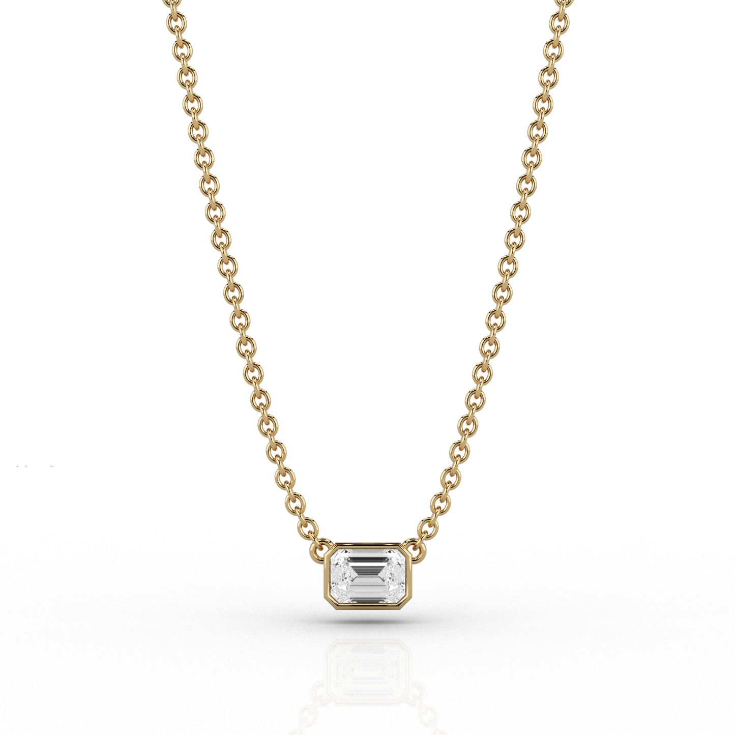 Emerald cut diamond necklace yellow gold deals