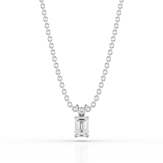Emerald Cut 0.54ct Diamond Pendant in Recycled Platinum
