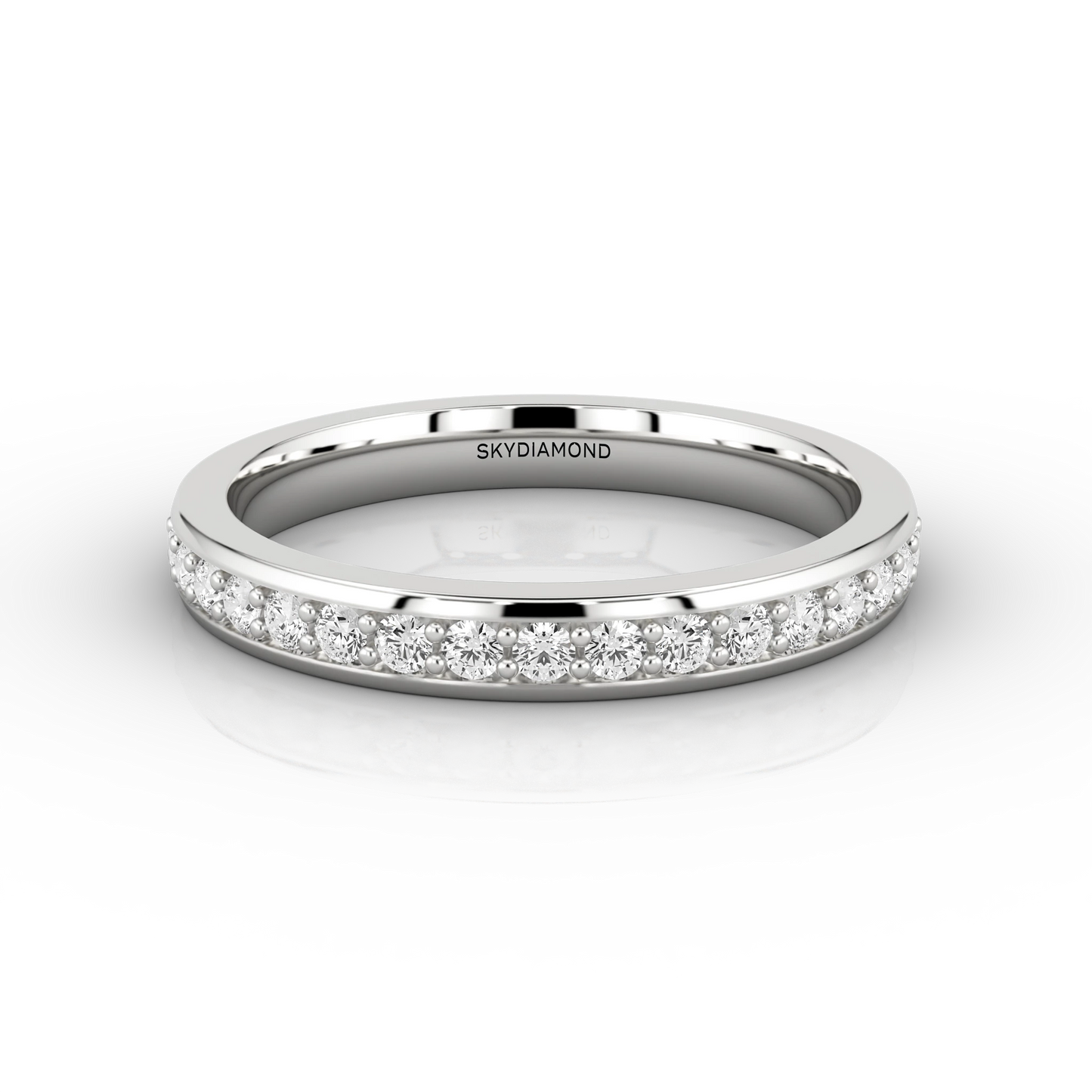 Medium Grain Set Half Eternity Ring in Platinum