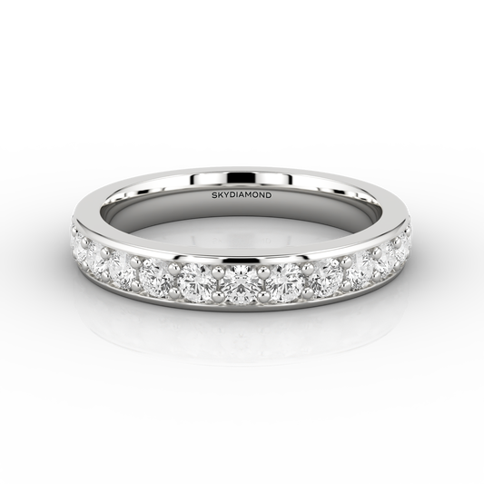 Wide Grain Set Half Eternity Ring