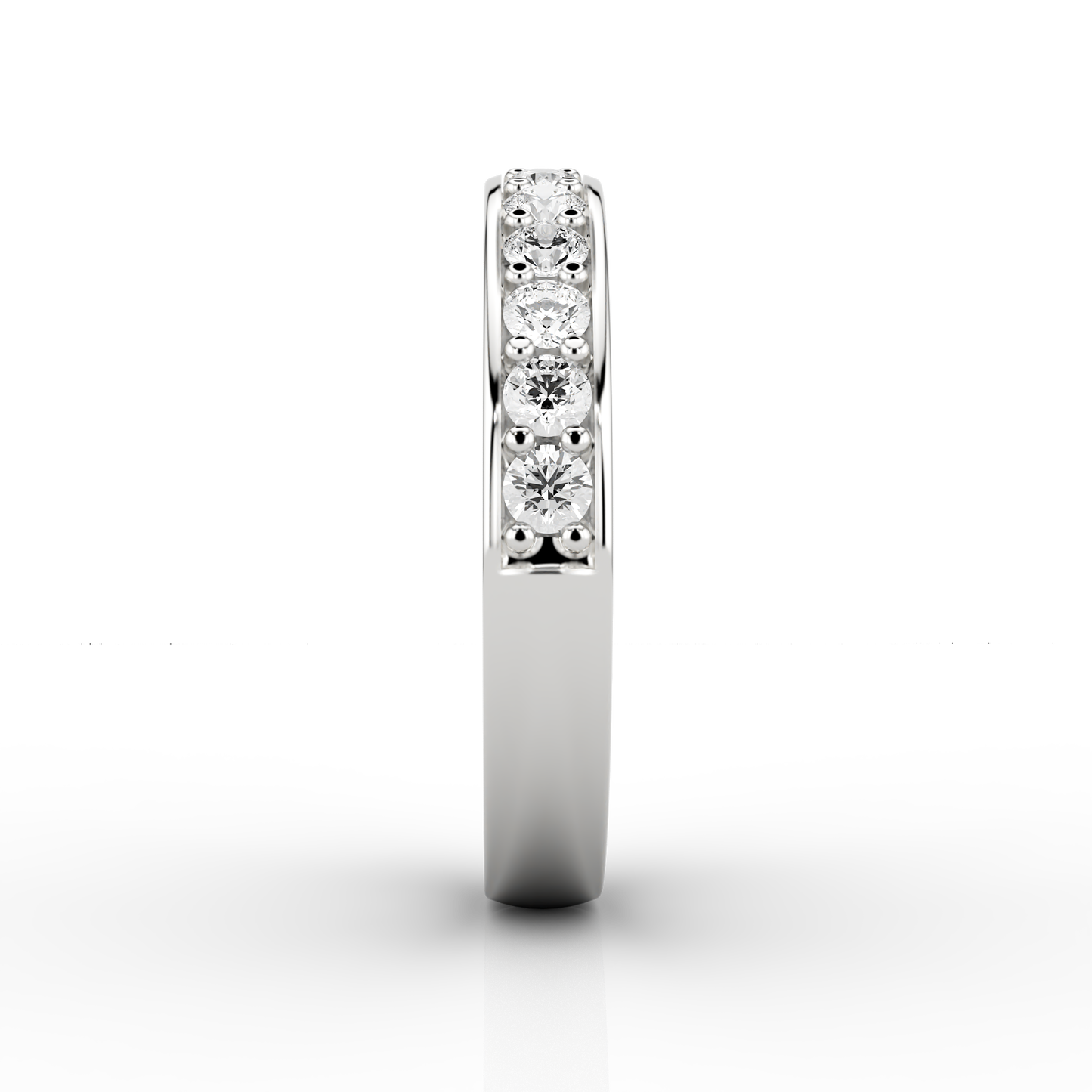 Wide Grain Set Half Eternity Ring