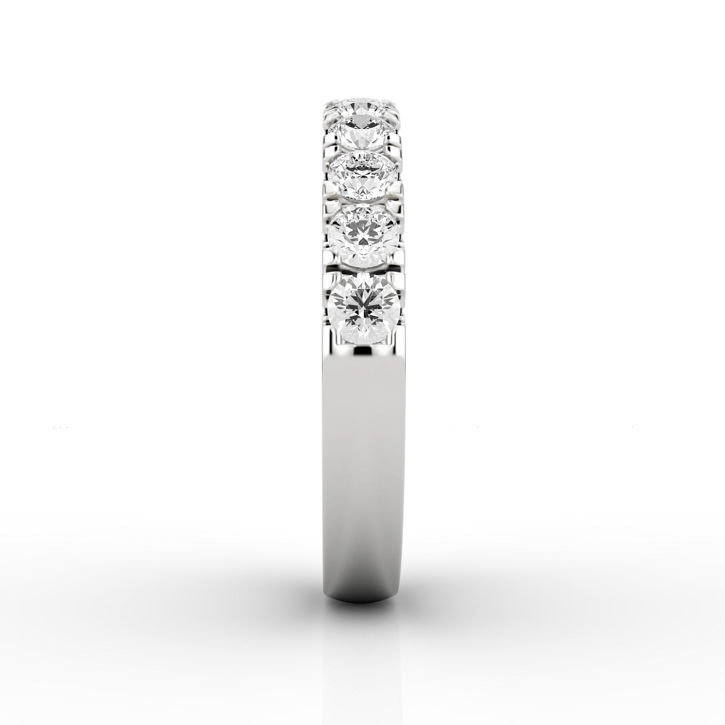 Wide Micro Set Half Eternity Ring in Platinum