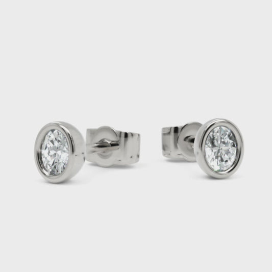 Oval Cut Modern 0.19ct Studs in Platinum