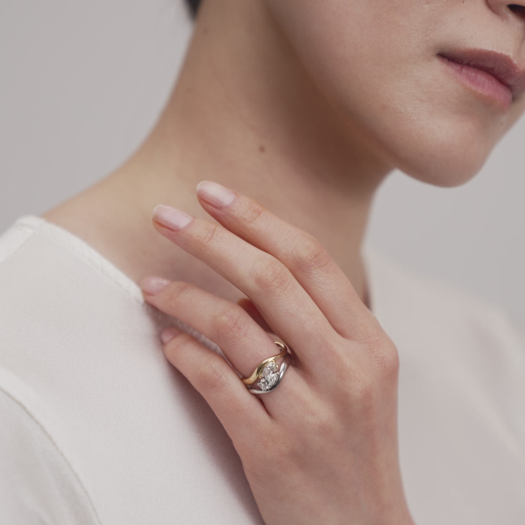 layered wave engagement ring