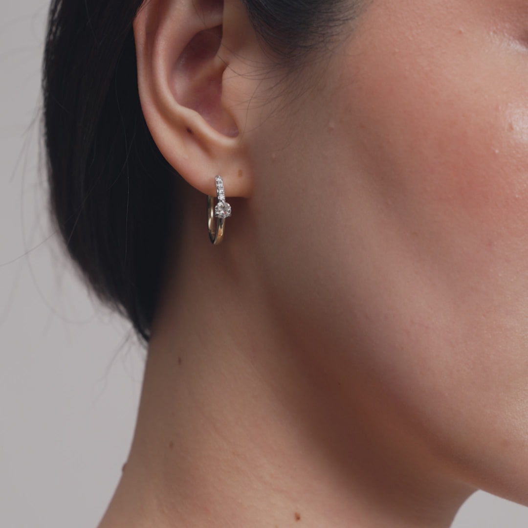 Diamond hoop earrings set in platinum and gold