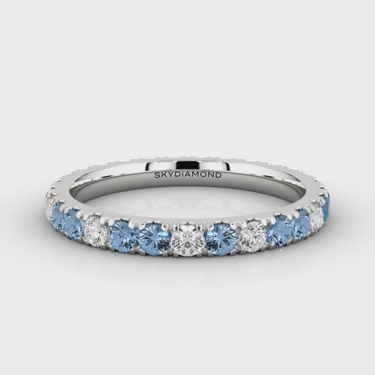 Blue Mix 0.87ct Eternity Ring in Platinum – Skydiamond